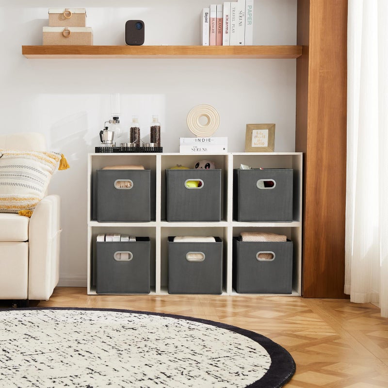MAX Houser Fabric Storage Bins Cubes Baskets Containers with Dual Plastic Handles for Home Closet Bedroom Drawers Organizers (Cattail Gray) - Image 4